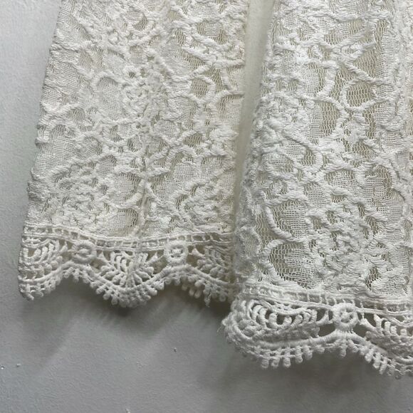 Umgee Lace Top Womens Scalloped Hem Boho Top size Small Ivory White - Picture 5 of 14